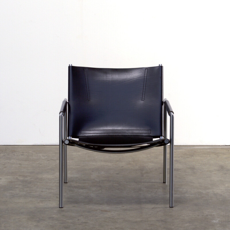 Dutch 't Spectrum "SZ02" armchair in chromed metal and leather, Martin VISSER - 1960s