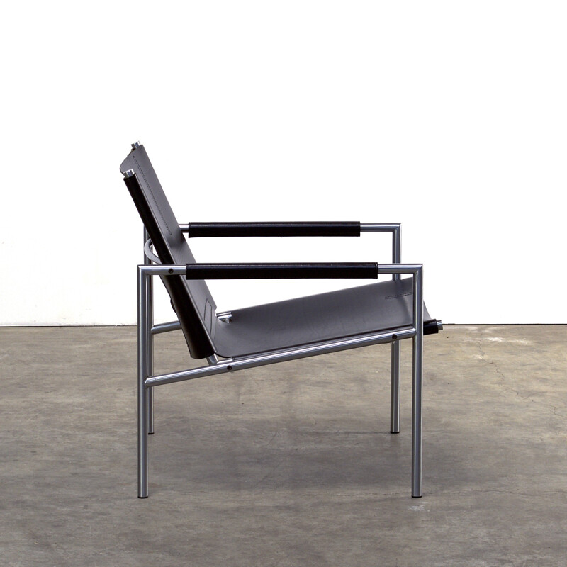 Dutch 't Spectrum "SZ02" armchair in chromed metal and leather, Martin VISSER - 1960s