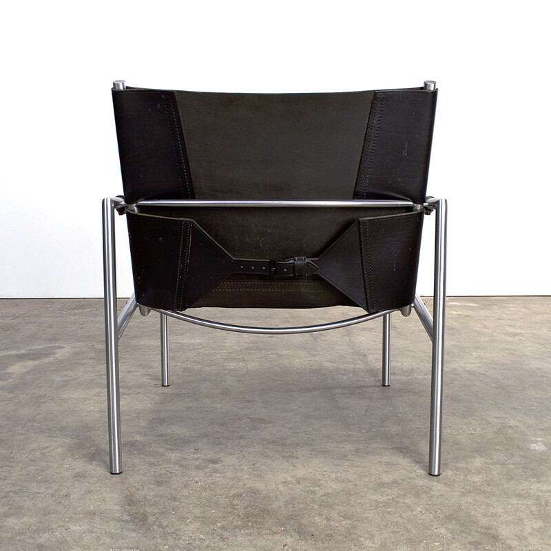 Dutch 't Spectrum "SZ02" armchair in chromed metal and leather, Martin VISSER - 1960s