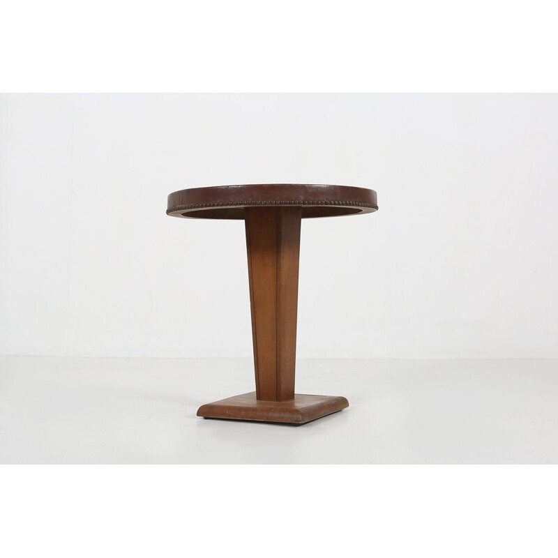 Art Deco vintage side table with a leather top, 1930