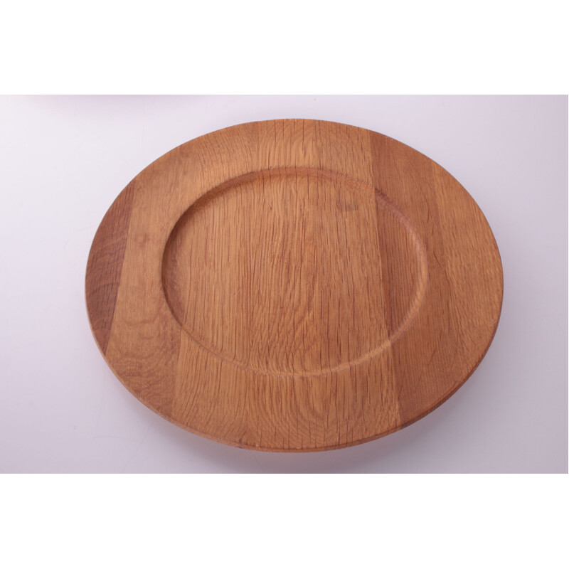 Ensemble de 4 assiettes vintage en bois de teck, Danemark