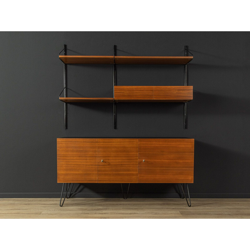 Vintage walnut wall unit with sideboard, Germany 1960s