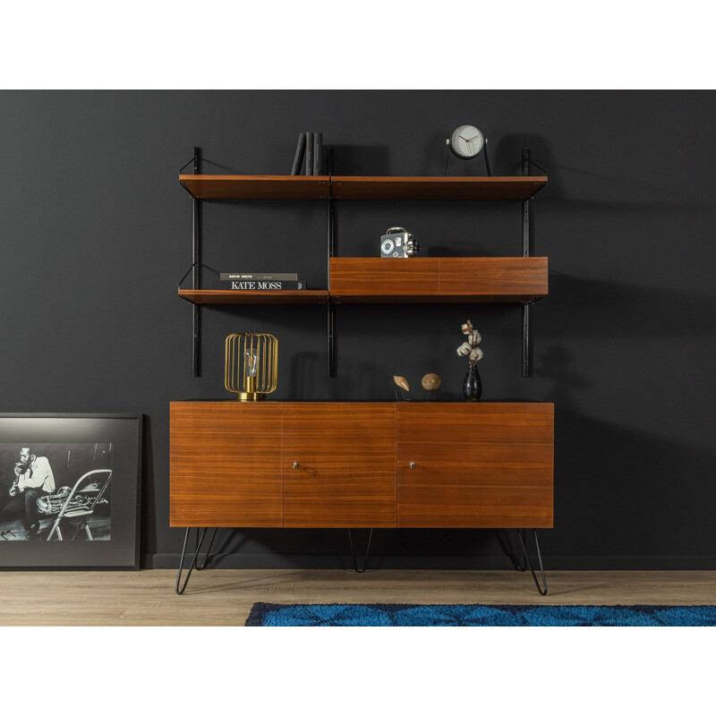 Vintage walnut wall unit with sideboard, Germany 1960s