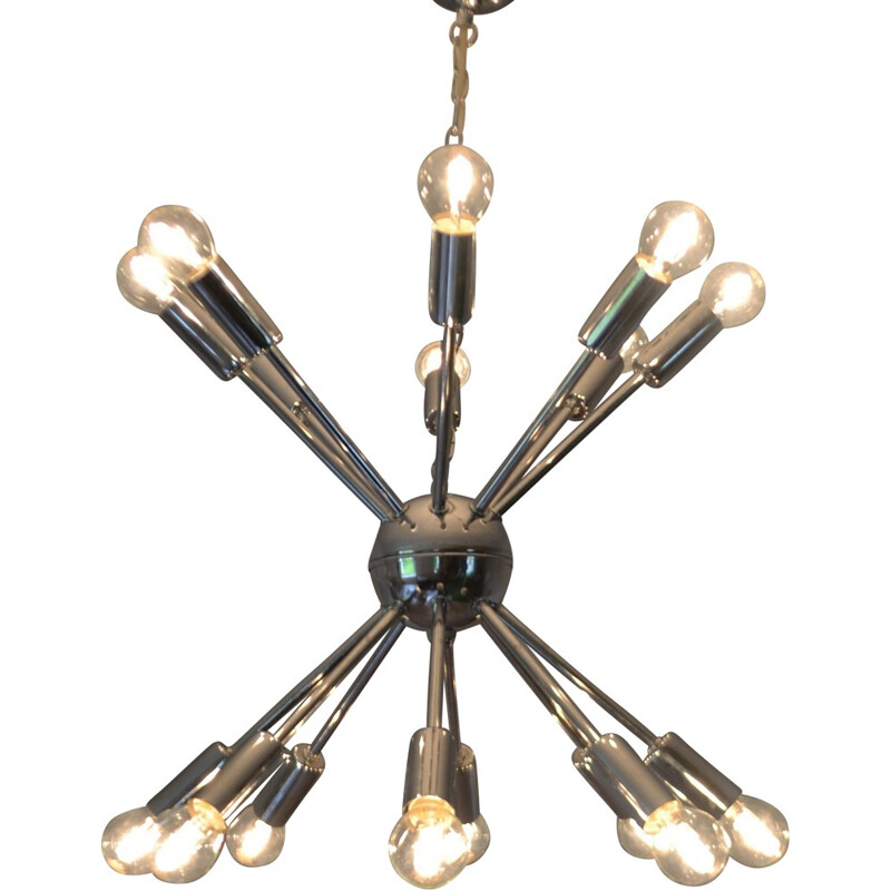 Chandelier "Sputnik" in chromed metal - 1970s