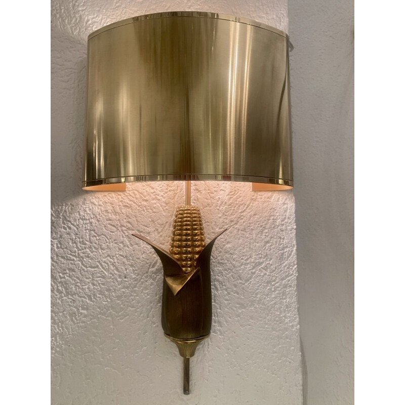 Pair of vintage bronze and brass sconces by Maison Charles, 1970