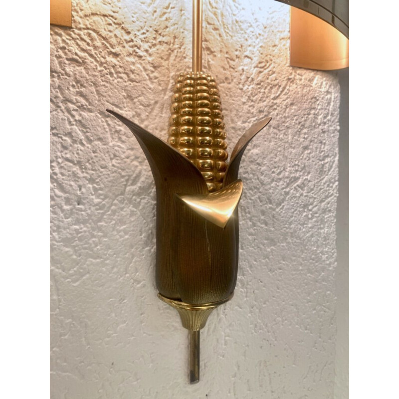 Paar vintage bronzen en messing wandlampen van Maison Charles, 1970