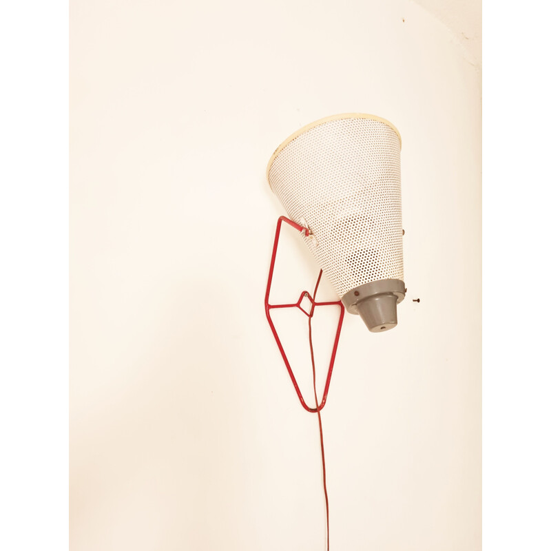 Vintage modernistische metalen wandlamp van N. Hiemstra voor Hiemstra Evolux, 1950