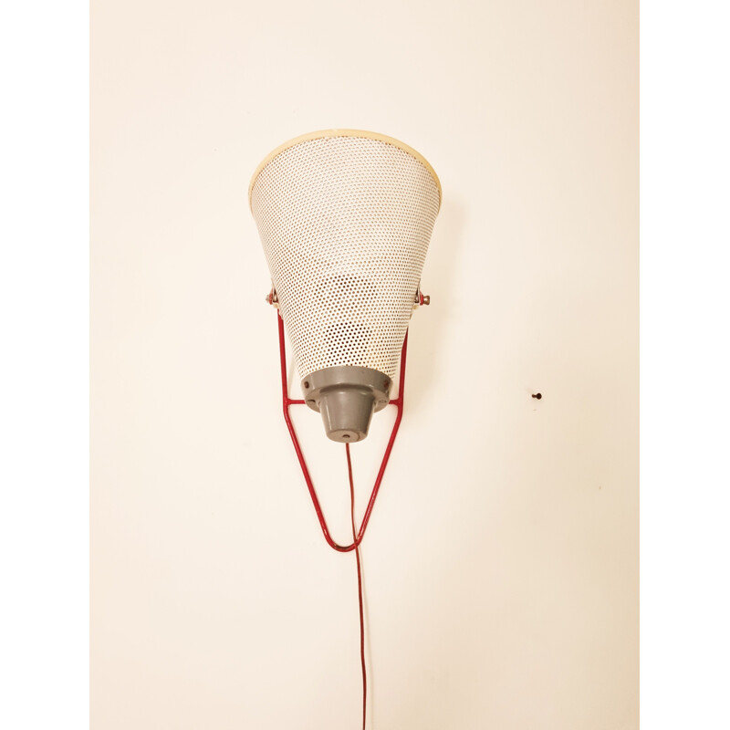 Vintage modernistische metalen wandlamp van N. Hiemstra voor Hiemstra Evolux, 1950