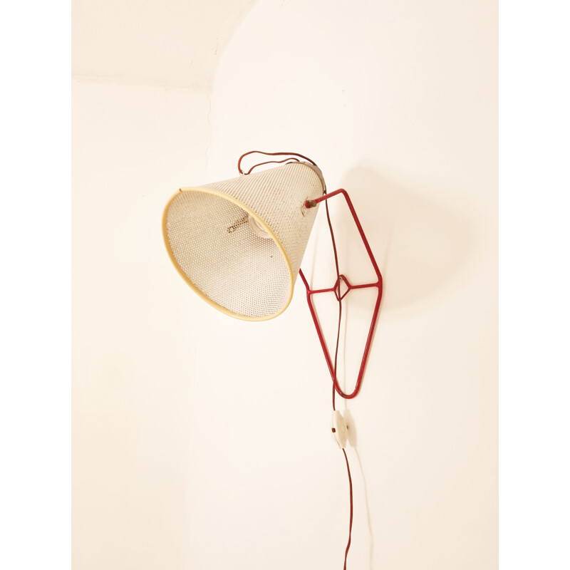 Vintage modernist metal wall lamp by N. Hiemstra for Hiemstra Evolux, 1950