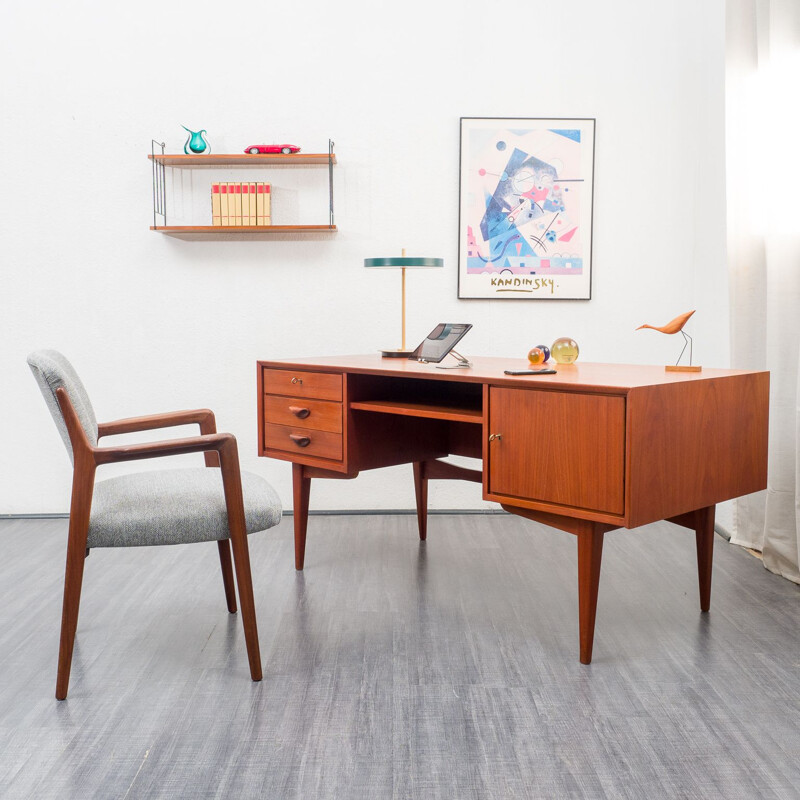 Vintage teak wood desk, 1960s