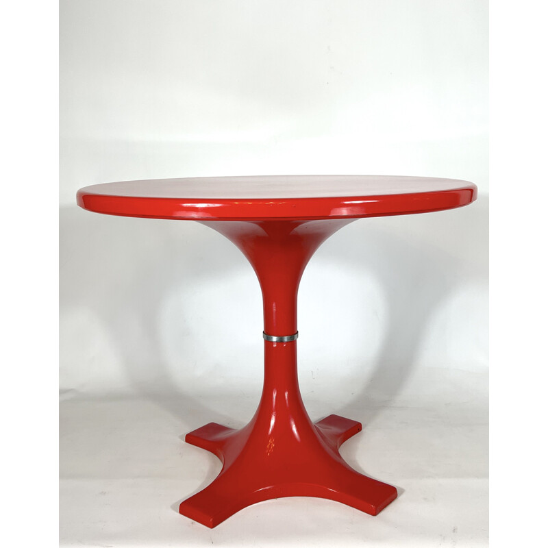 Table vintage rouge par Ignazio Gardella & Anna Castelli pour Kartell, 1960