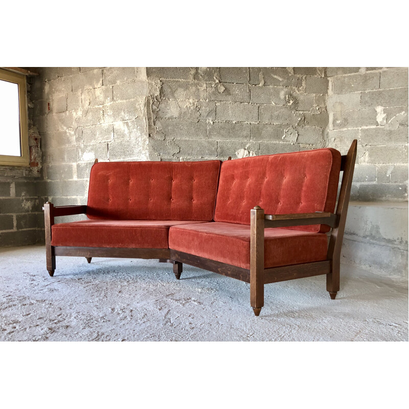 Vintage-Ecksofa aus Eiche von Robert Guillerme und Chambron, Frankreich 1960