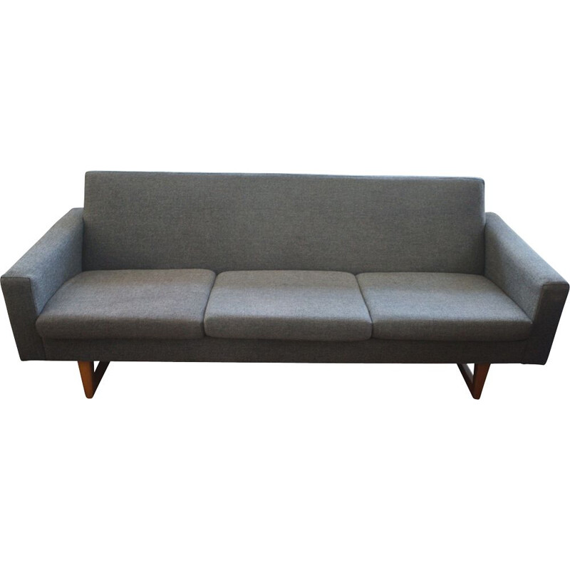 Scandinavian vintage 3-seater teak and wool sofa, Sweden 1960s