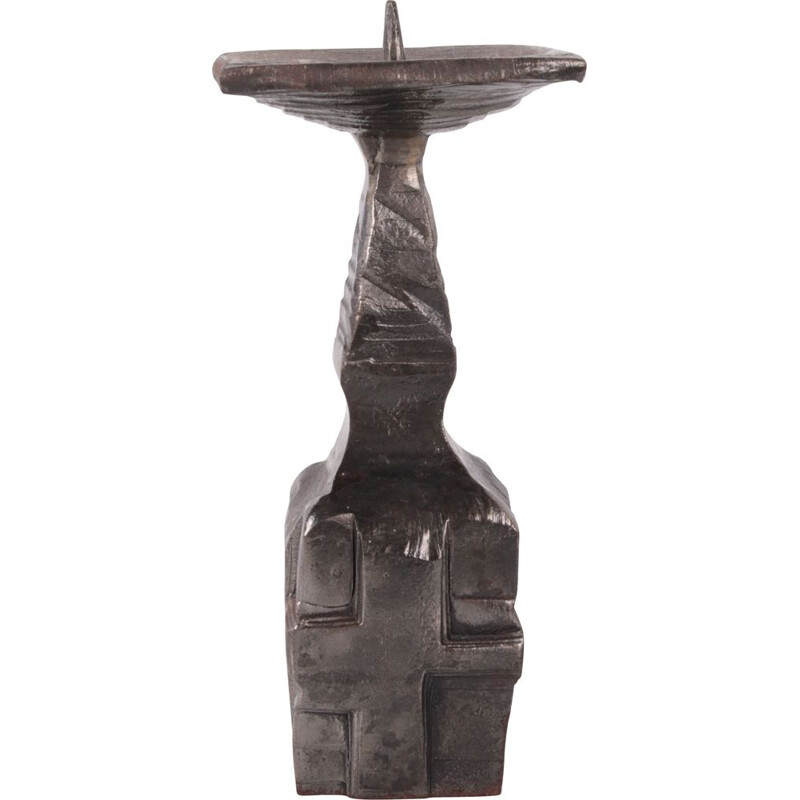 Vintage Brutalist bronze candlestick, Denmark