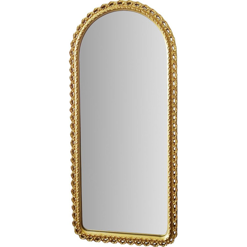 Vintage arch-shaped mirror with a golden frame by Schönform, 1960-1970