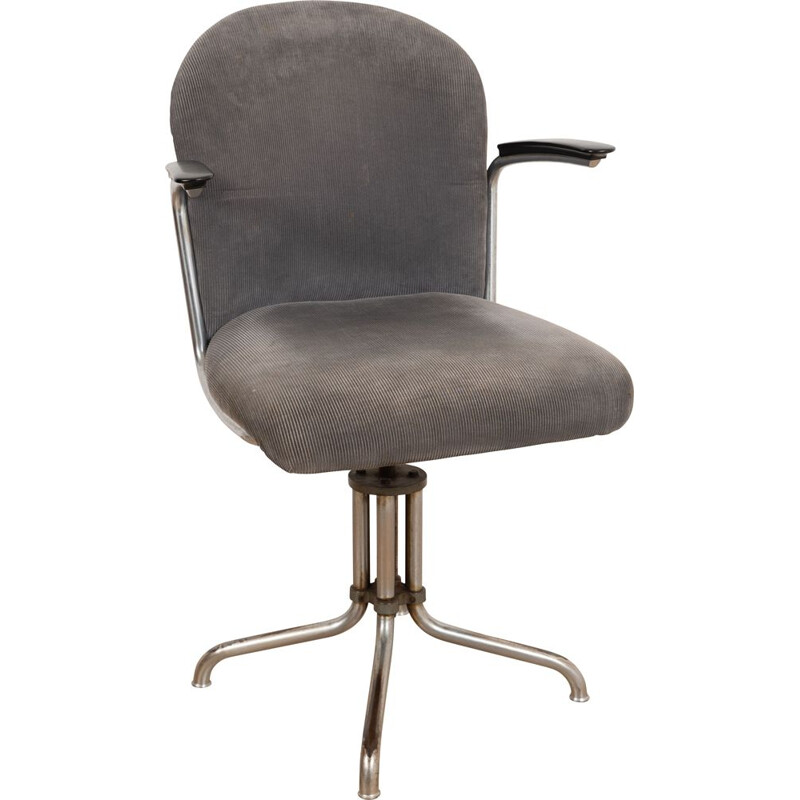 Cadeira de escritório vintage cinzenta da Wh. Gispen para Gispen Culemborg