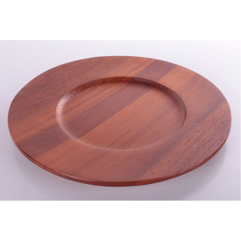 Set of 4 vintage teak wooden bottom plates, Denmark