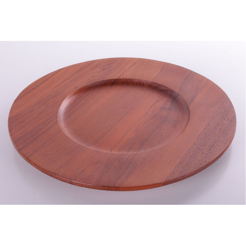 Set of 4 vintage teak wooden bottom plates, Denmark