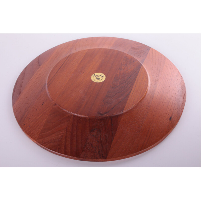 Set of 4 vintage teak wooden bottom plates, Denmark