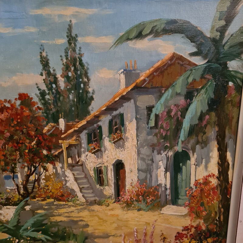 Peinture méditerranéenne vintage signée C. Beaufort
