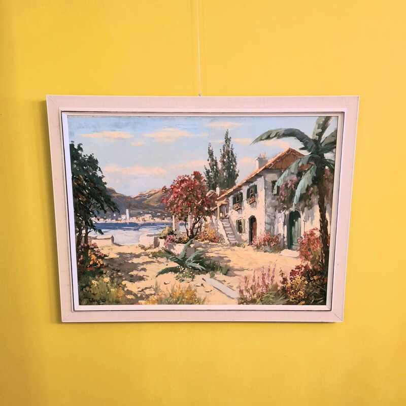 Vintage Mediterranean painting signed C. Beaufort