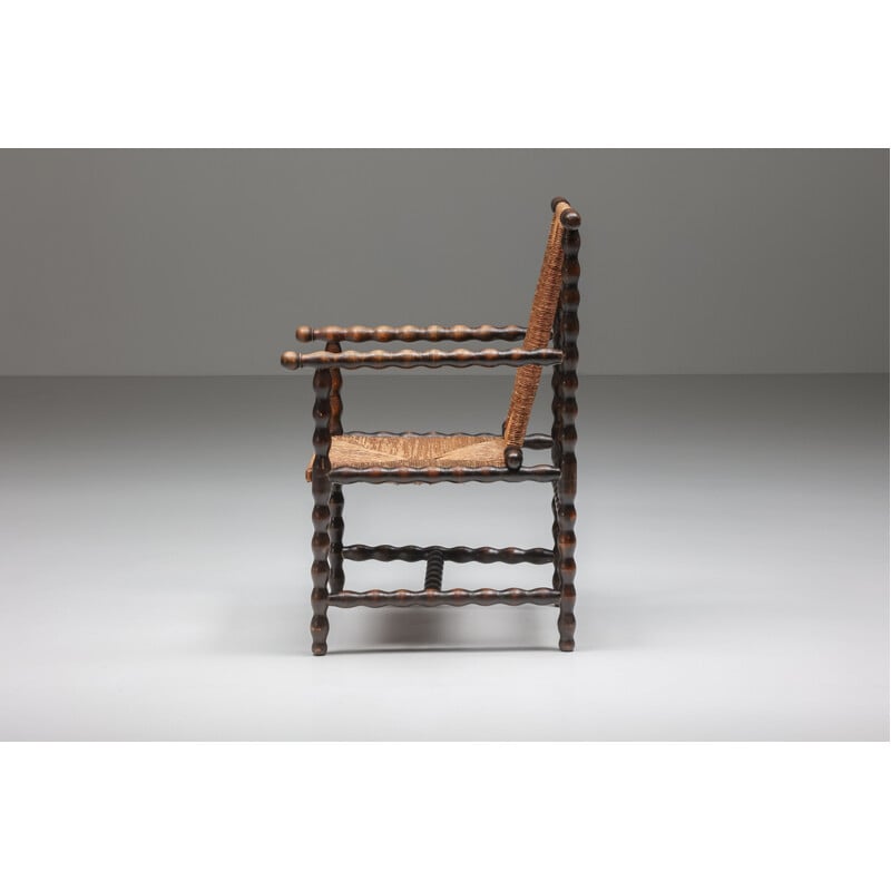 Vintage Jugendstil Sessel aus dunklem Ebonit von Josef Zotti für Prag-Rudniker Korbfabrikatio, 1911