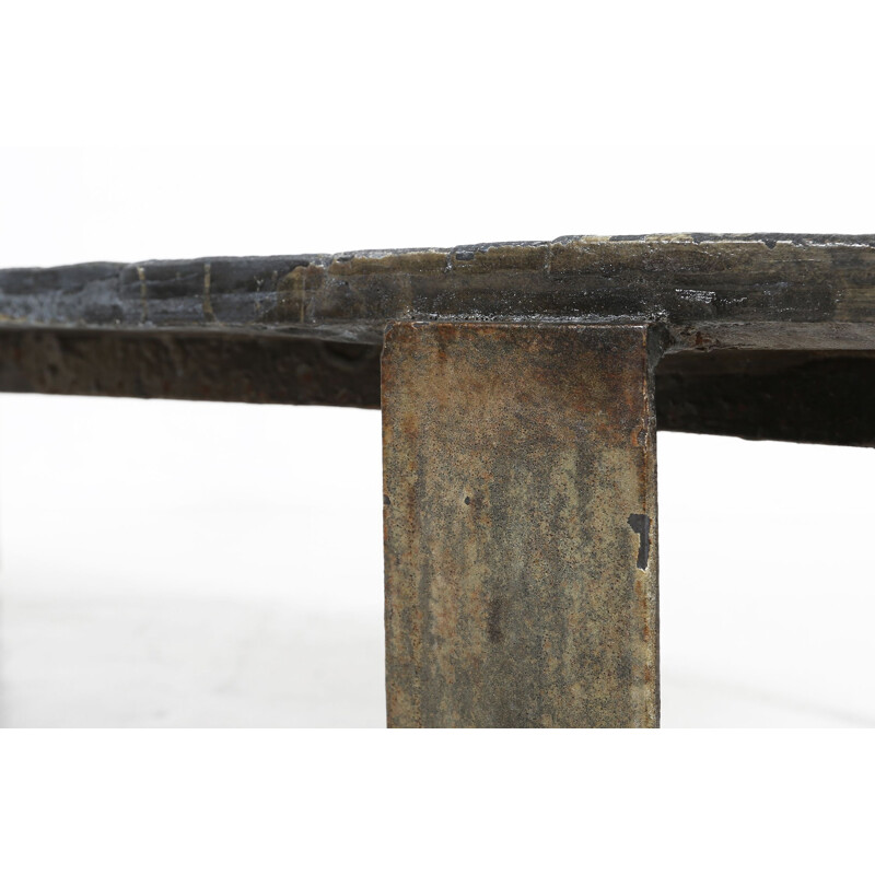 Tavolino vintage in ardesia e acciaio di Pia Manu