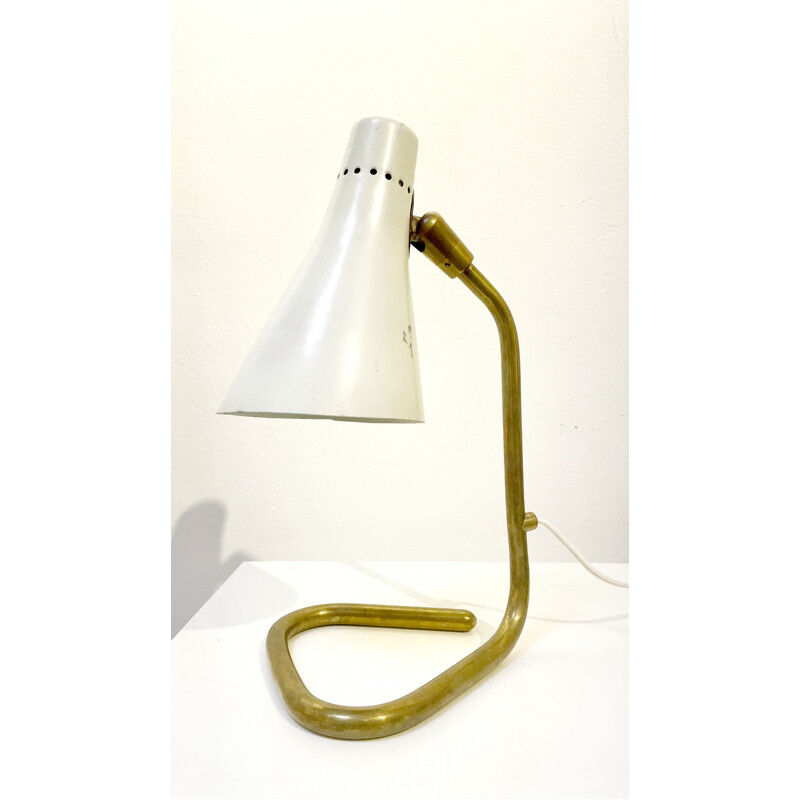 Pair of vintage modular lamps in brass and white metal by Guiseppe Ostuni, Italy 1950