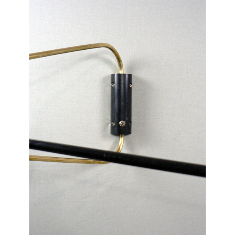 French wall lamp in black lacquered brass, Robert MATHIEU - 1960s