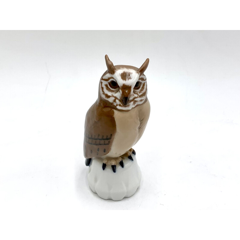 Vintage porcelain owl figurine by Bing and Grondahl, Denmark 1970