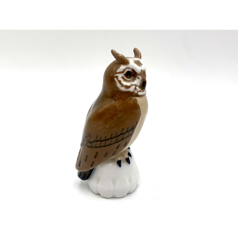 Vintage porcelain owl figurine by Bing and Grondahl, Denmark 1970