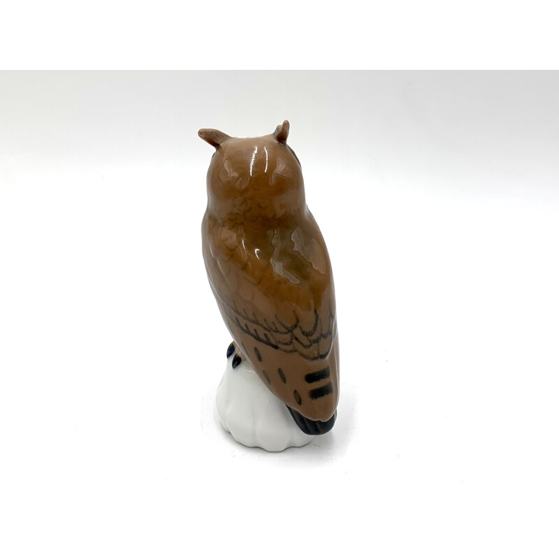 Vintage porcelain owl figurine by Bing and Grondahl, Denmark 1970