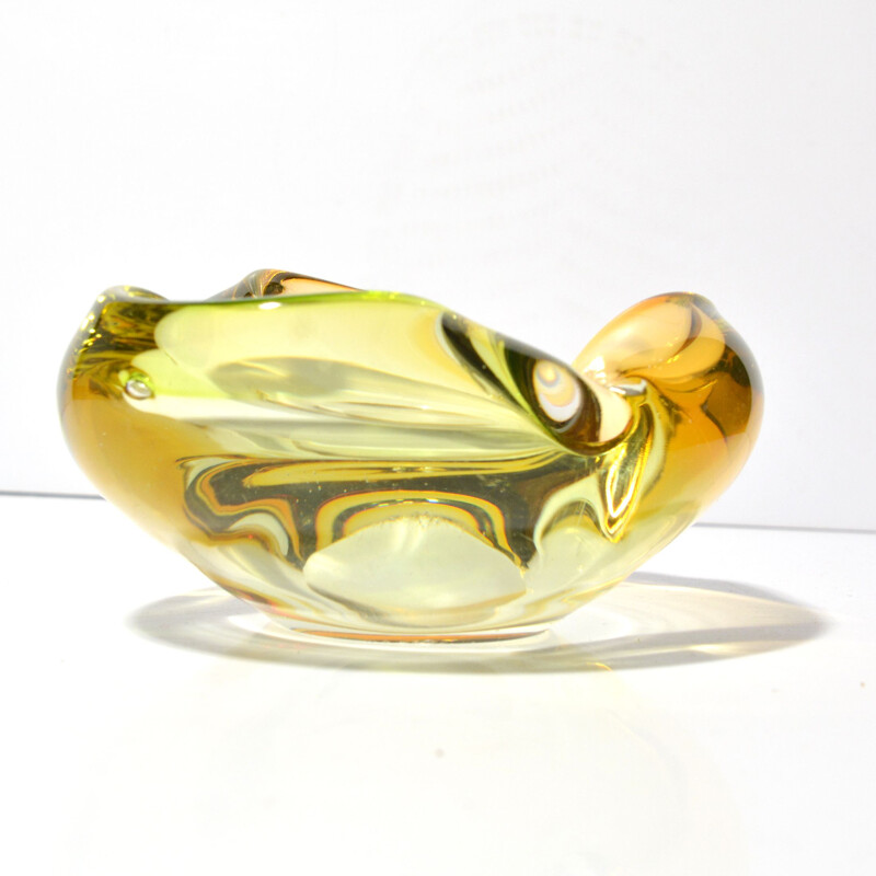 Vintage glass ashtray by Emanuel Beranek for Skrdlovice, Czechoslovakia 1960