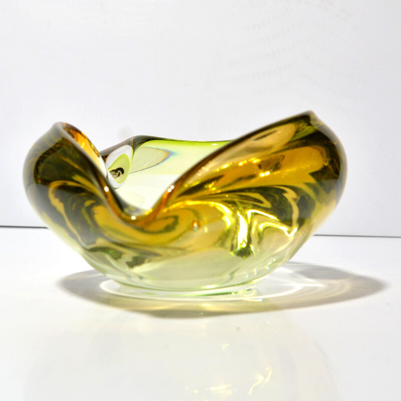 Vintage glass ashtray by Emanuel Beranek for Skrdlovice, Czechoslovakia 1960