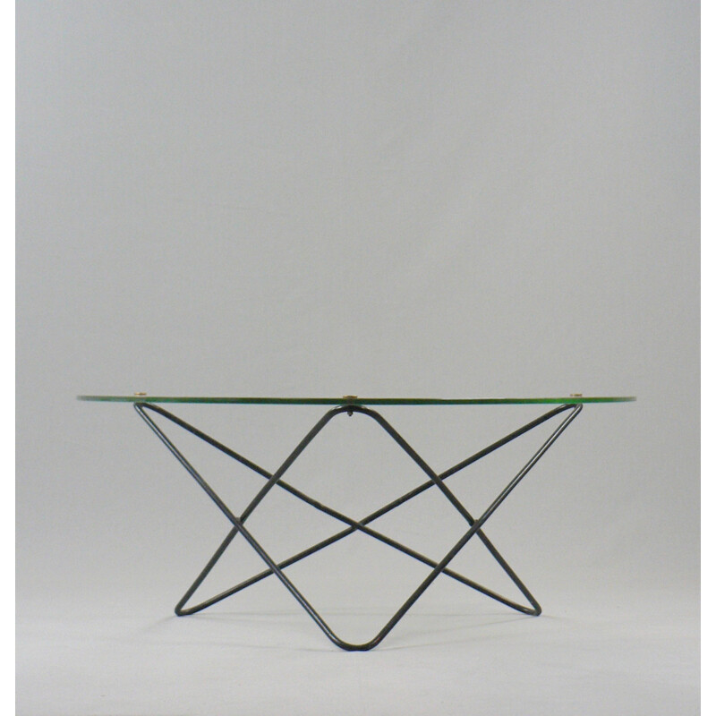 Table basse "Jasmin" Airborne en verre et acier noir, Florent LASBLEIZ - 1950