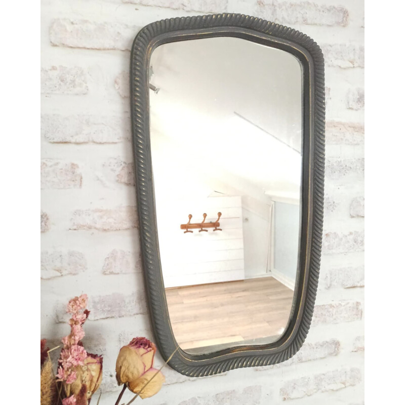 Vintage mirror with grey and gold patina