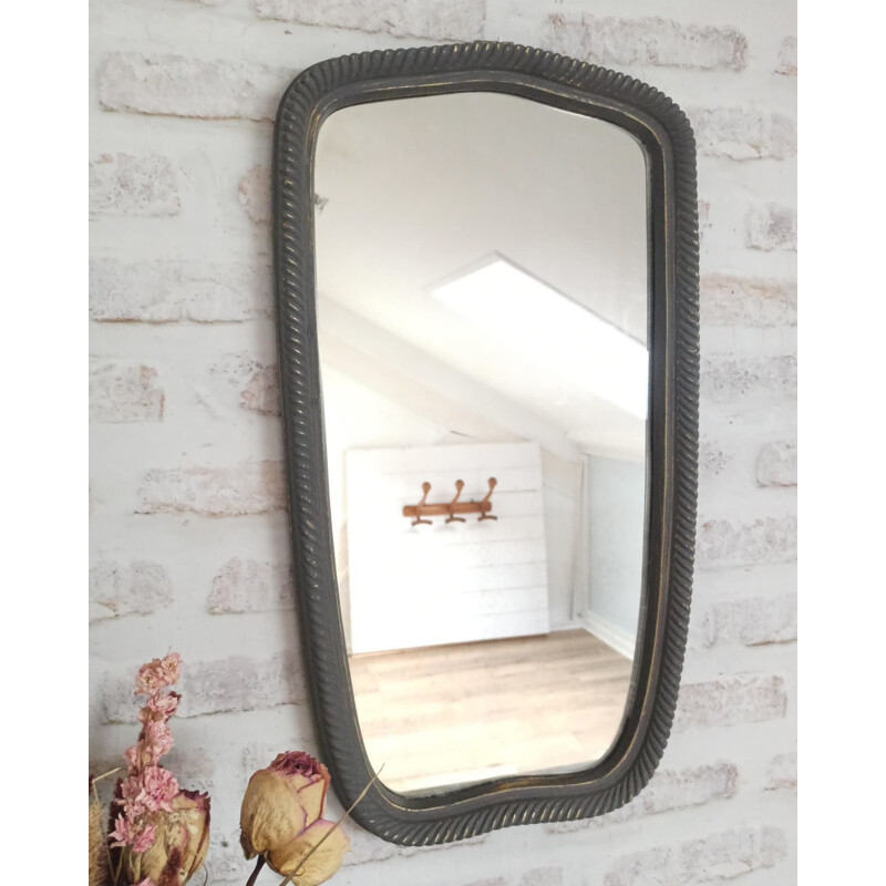 Vintage mirror with grey and gold patina