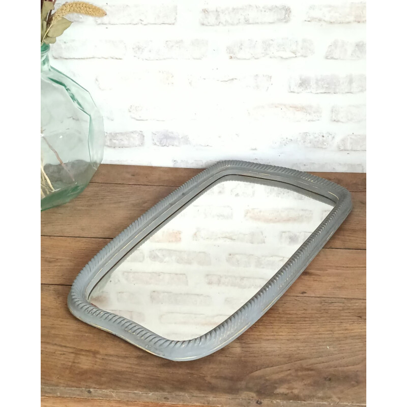 Vintage mirror with grey and gold patina