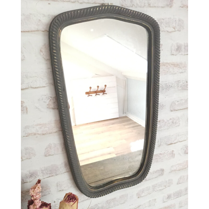 Vintage mirror with grey and gold patina