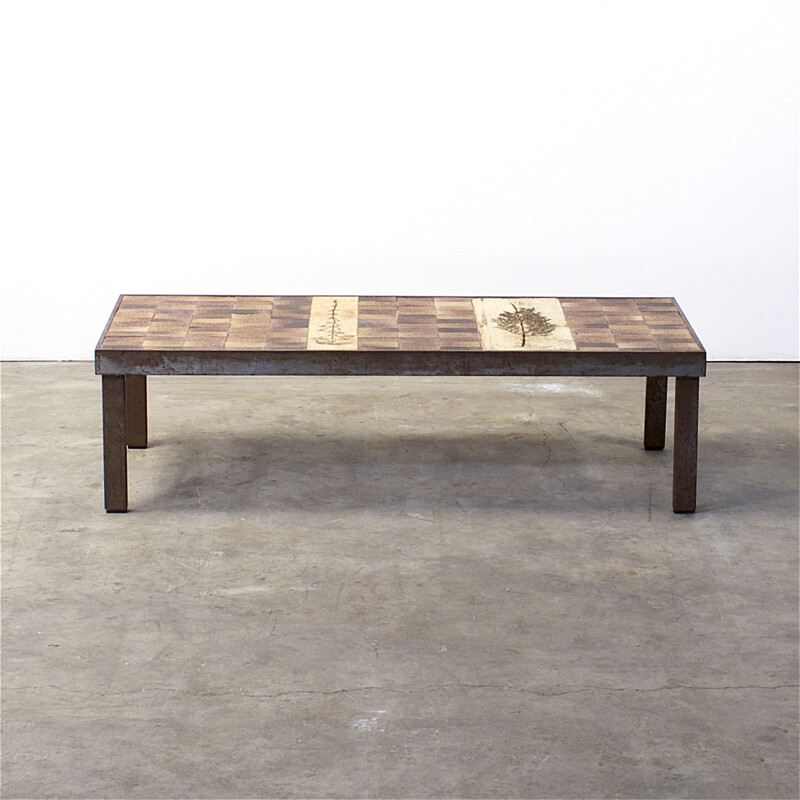 Mid-century coffee table in steel and ceramic, Roger CAPRON - 1950s