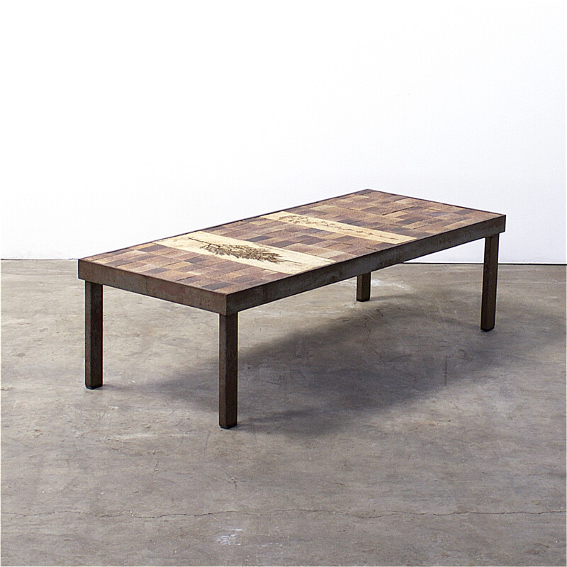 Mid-century coffee table in steel and ceramic, Roger CAPRON - 1950s