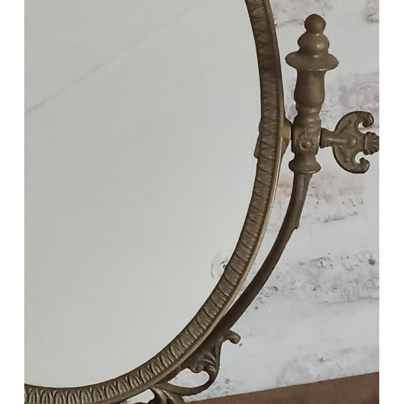 Miroir de table vintage en laiton