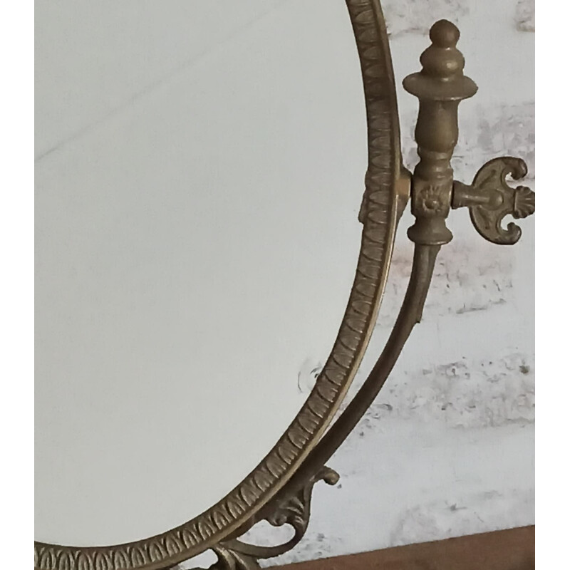 Vintage brass table mirror