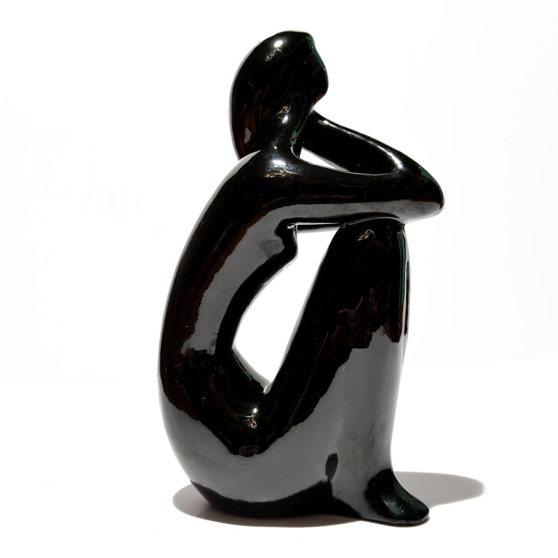 Vintage figure of a seated nude woman by J. Forejtová for Keramo Kostelec, Czechoslovakia 1960