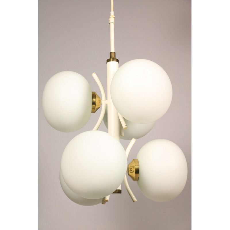 Vintage Sputnik chandelier with six oval glass balls, 1970s