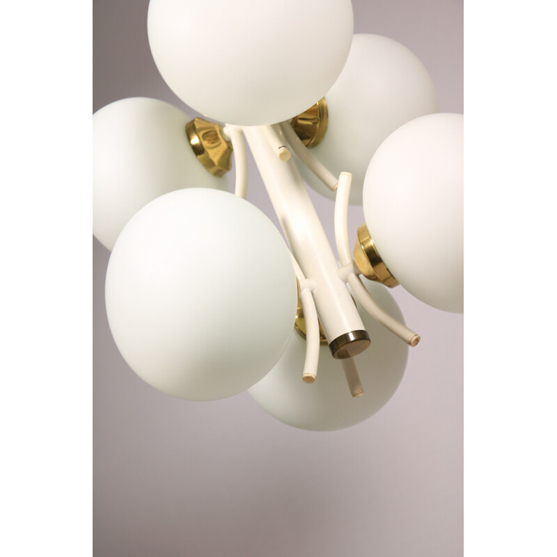 Vintage Sputnik chandelier with six oval glass balls, 1970s