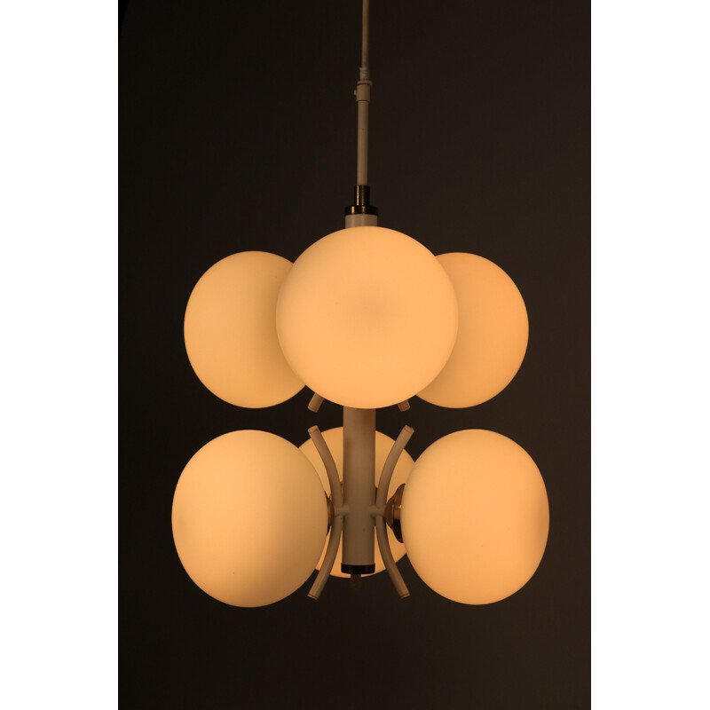 Vintage Sputnik chandelier with six oval glass balls, 1970s