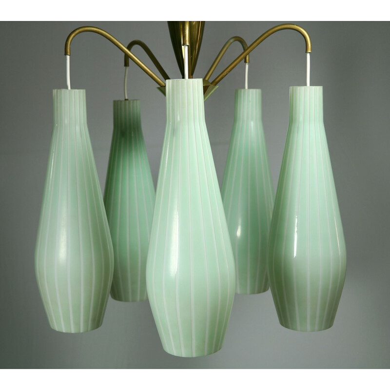 Vintage Sputnik chandelier mint color, 1950s