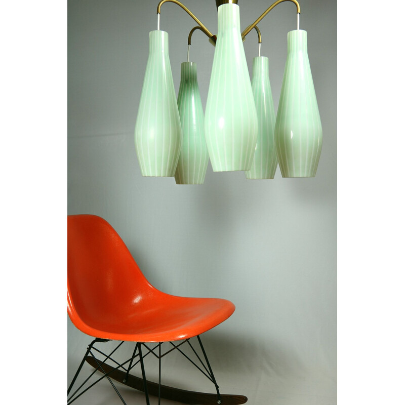 Vintage Sputnik chandelier mint color, 1950s