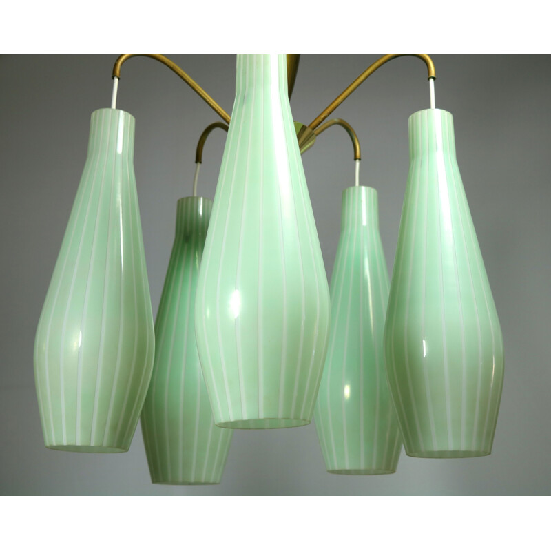 Lampadario vintage Sputnik alla menta, 1950